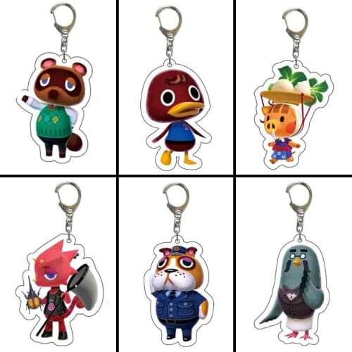 2020 Animal Crossing Keychain Hot Game Kawaii Animal Acrylic Pendant Keyring Jewelry for Fans