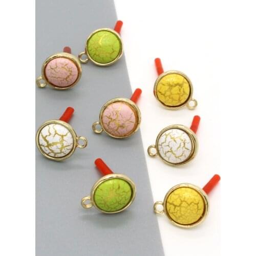 4pcs Candy Colors Crack Stud Earrings Connectors Findings Diy Eardrop Earring Base Accessory Charms Linker Jewelry Make