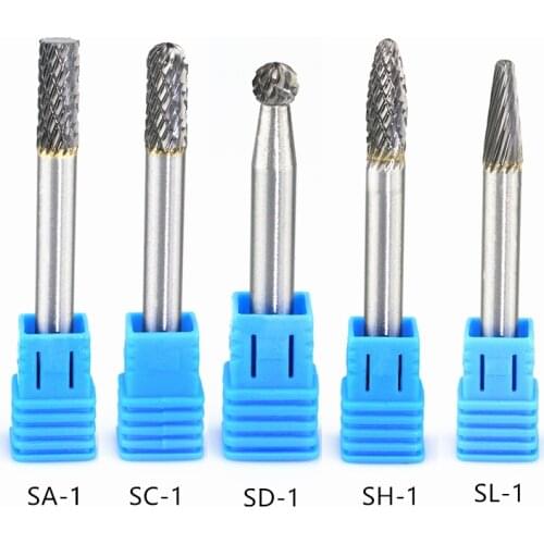 5pcs Tungsten Carbide Rotary burr Set Metal Carving Drilling Polishing Bits with 6mm Shank for Die Grinder S-1 set
