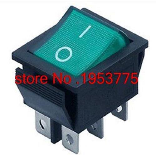 5pcs DPDT Green Indicator Light 6 Pin Rocker Switch
