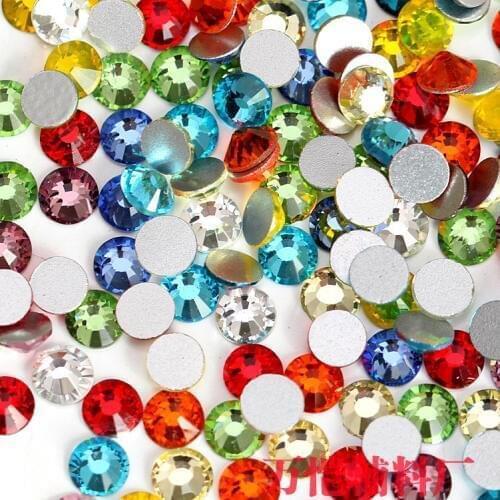 Free Shipping One Bag Crystal Mix Color Flat-back Crystal Glass Nail Rhinestone Nail Art Different Sizes