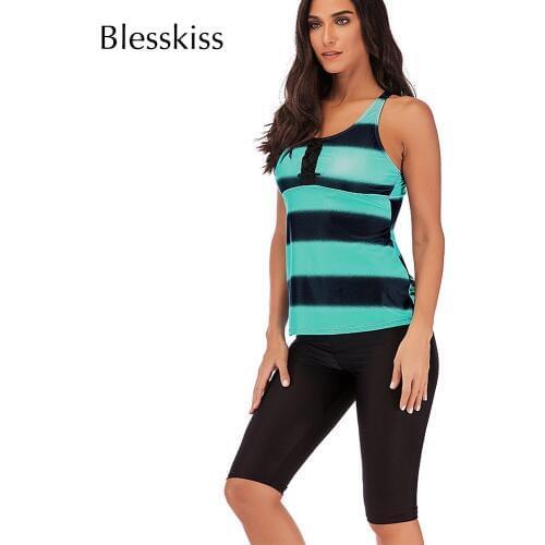 Blesskiss Plus Size Tankini Swimsuit Women 2019 Summer Large 2 Two Piece Vintage Swimwear Bathing Suit Ladies Beach Surfing Suit