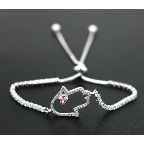 BPPCCR Crystal Zircon Women Bracelet Fatima Evil eye Hamsa Hand Bracelet Women Energy Chain bracelet Men Women Jewelry pulsera