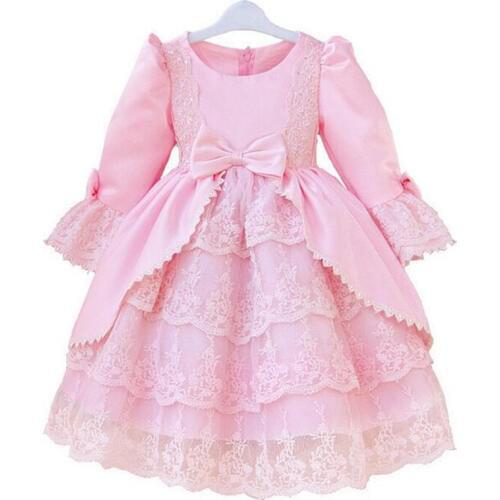 2019 Girls brand quality first communication dress children graduation ball gown party dresses kids girls court dress white pink