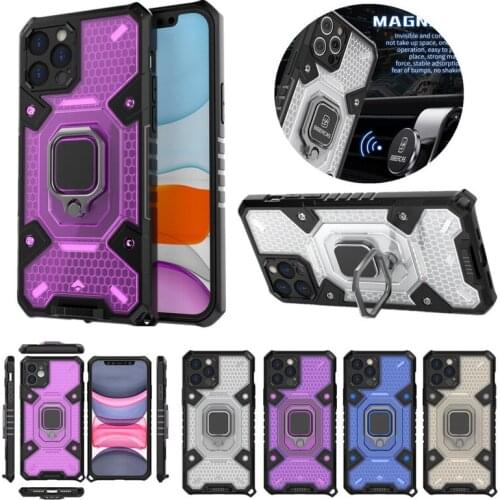 Armor Shockproof Phone Cases for iPhone 11 12 Pro Max XS XR Ring Holder Magnetic Hybrid Back Cover Heavy Duty Protection Coque