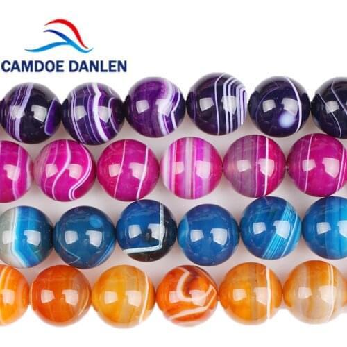 Natural Stone Beads Blue Rose Stripe Agates Round Loose Beads 20mm Big Ball Beads DIY Bracelet Necklace For Jewelry Making