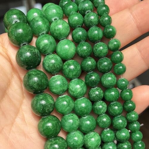 Natural Stone Beads Dark Green Jades Loose Spacer Beads For Jewelry Making DIY Bracelet Necklace Accessories 15'' 4 6 8 10 12mm