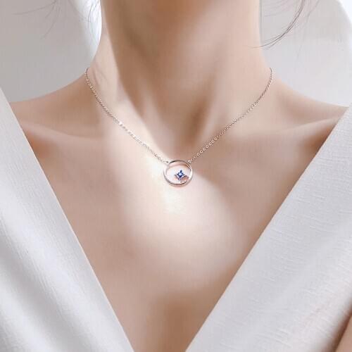 925 Sterling Silver Zircon Necklaces for Women Jewelry Simple Hollow Star Pendants Necklace Rose Gold Chain Clavicle Collares