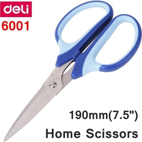 Deli 6001 Home Scissors 190mm(7.5") stainless steel scissors retail packing