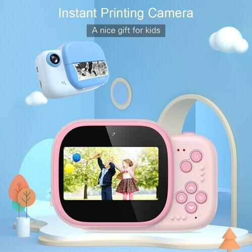 Kids Instant Print Camera 3.0 Inch Screen 1080P 12MP Digital Video Camera with Print Paper Roll Hanging Rope for Children Gifts