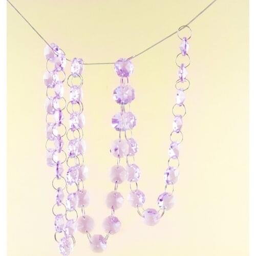 14mm 10m/50m Lilac Beads Garland Strand Hanging Crystal Glass Curtain Diamond Chains Party Tree Wedding Centerpiece Decor