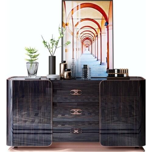 Italian light luxury light ebony painted solid wood sideboard cabinet locker for post-modern luxury guest restaurant