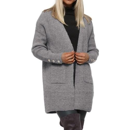 Cardigans Women Vintage Autumn Winter Solid Slim Sweater Womens Solid Knittwear Casual Sweater Cardigan Female Knitted Coat