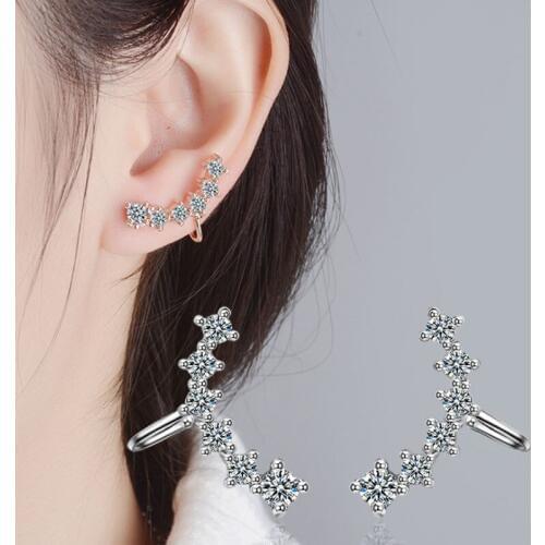 KOFSAC New Luxury Crystal CZ Silver 925 Ear Cuff Non Piercing Cartilage Ear Clip Earrings For Women Girl Fashion Jewelry Gift