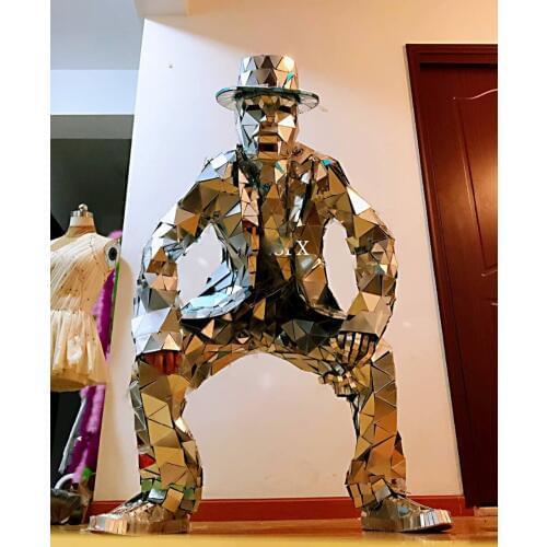 Mirror man Costume stage Performance Halloween costumes Cosplay Christmas party show laser light future technology clothing