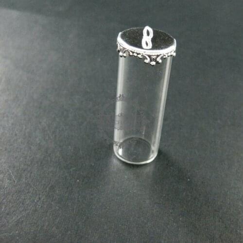 40x15mm round glass tube bottle in silver bezel tray DIY wish vial pendant charm DIY supplies 1820169