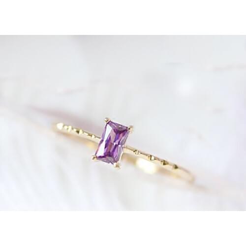 Square Cute Rings For Women Girls Anniversary Purple Zircon Crystal Thin Finger Ring Fashion Jewelry HotSale KBR011