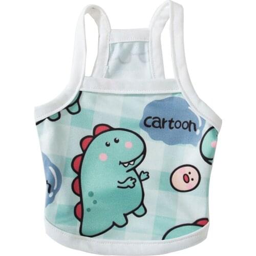Summer Cute Cartoon Dinosaur Print Dog Clothes Vest For Small Dogs Puppy Cothing For Yorkshire Chihuahua Spring Costume Perro