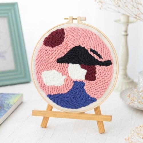Punch Needle Embroidery Kit Cute Lady Pattern Punch Needle Cross Stitch for Beginner Handcraft Wall Painting Home Decor
