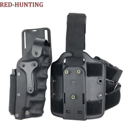 Tactical Gun Holster Set w/ leg Platform Hunting Right Left Hand Use Drop Leg Hoster for GL 17 19 / 1911 / M92 M9/P226
