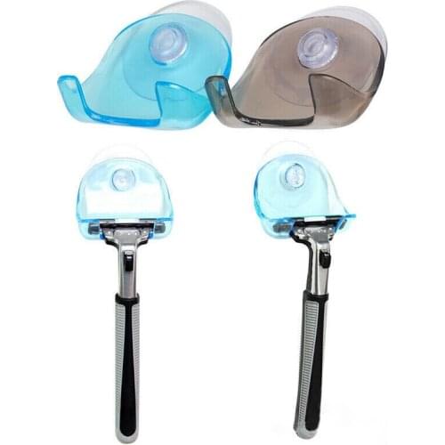 Plastic Shaver Holders Suction Cup Shelf Organizer Clear Storage Shelf Shaver Hanging Rack Razor Holder Bathroom Product