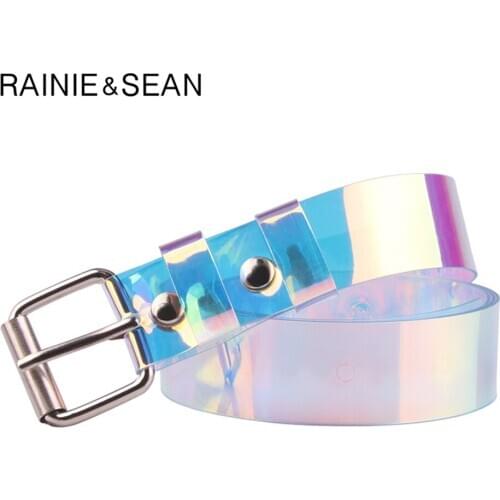 RAINIE SEAN Belt Women High Fashion Pvc Transparent Belt Colorful Women Belt for Jeans Pin Buckle Casual Waist Belts Accessories