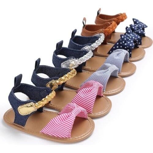 Sweet Toddler Girl Baby Bow-Knot Sandals Summer Canvas Moccasin Shoes Prewalker 0-18M