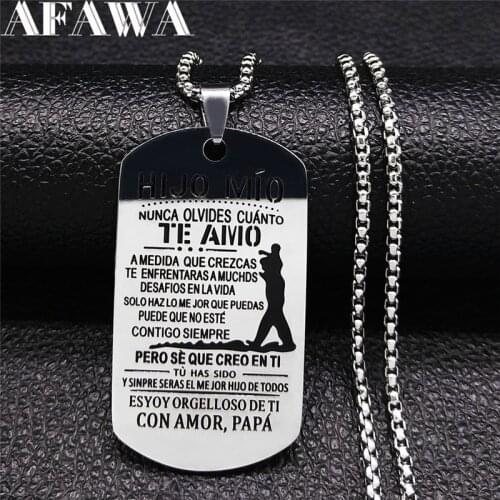 TE AMO CON AMOR PAPA Stainless Steel Pendant Necklace Women/Men Silver Chain Necklace Jewelry collares de acero inoxida NXS01