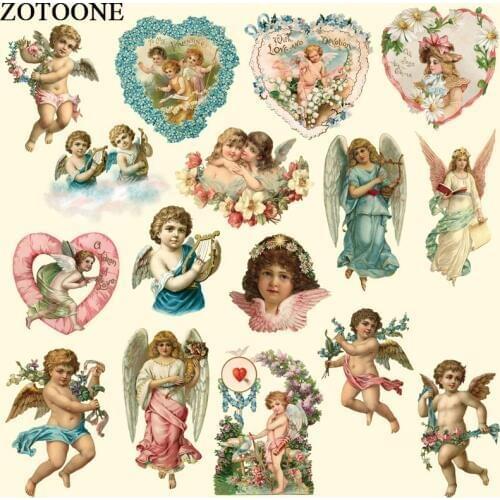 ZOTOONE Angel Patch Iron On Transfers for Clothing T-shirt Dress DIY Angle Girl Decoration Heat Transfer Stickers For Clothes C
