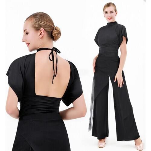 Sexy Latin Dance Tops Women Black Designer Clothes Ballroom Practice Wear Samba Costume Salsa Dance Outfit Tap Dancewear DL7447