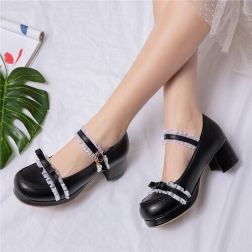 Mary Jane Shoes for Women Lolita Kawaii Shoes Platform Designer High Heels Pumps Chunky Heels Fashion Cute Shoes 2020 Women Pink