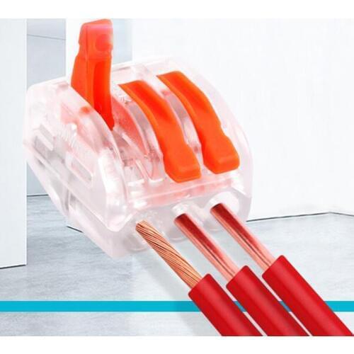 5Pcs/lot Universal Compact Wire Wiring Connector 3 pin Conductor Terminal Block With Lever 0.08-4 square hard wire
