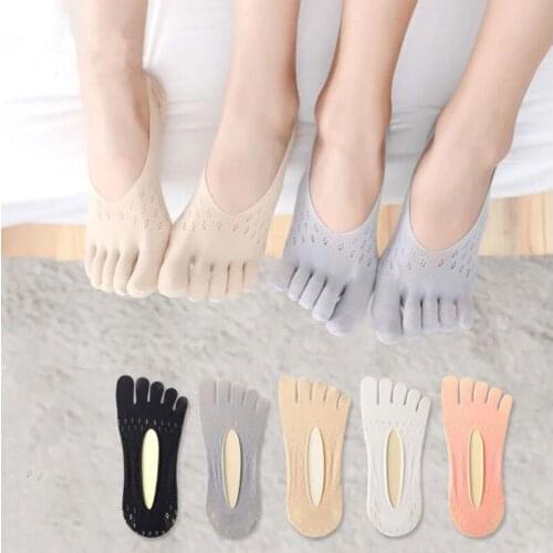 Women Summer Five-finger Socks Female Ultrathin Sock Funny Toe Invisible Sokken With Silicone Anti-skid Breathable Anti-friction