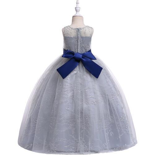Girls 4-8 Years O-Neck Sleeveless Layered Mesh Solid Color Ball Gown Dresses Children Day Stage Performance Summer Dresses
