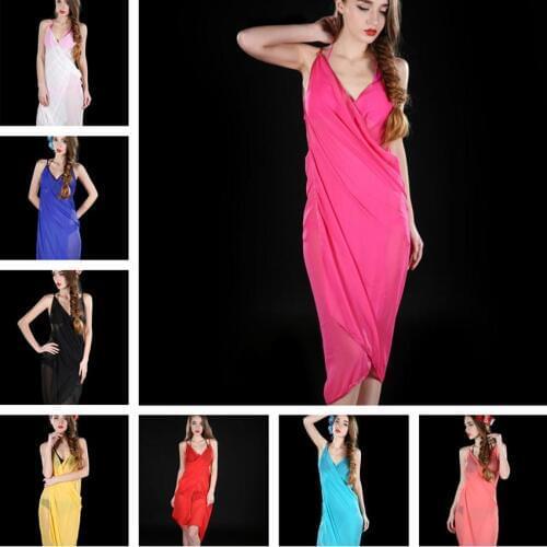 2018 NEW Hot Sale Seaside resort Women Beach Dress Open-Back Swimwear Sexy Bikini Solid Cover-ups Wrap Pareo Skirts Towel