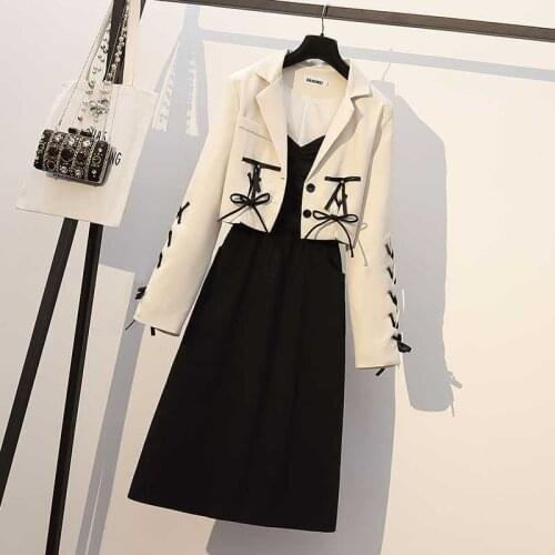 Plus Size Womens Spring 2021 New Western Style Net Red Suit Fashion Trend Wild Spring and Autumn Suit Dress