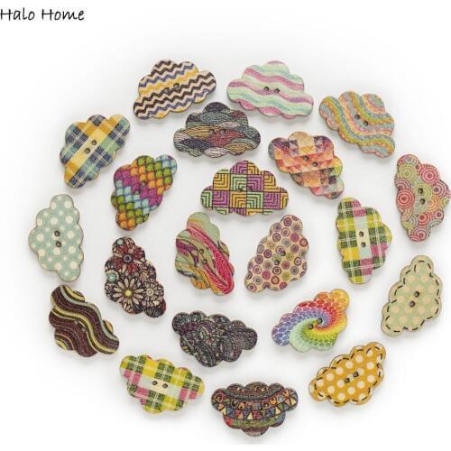 30pcs Cloud Wood Buttons for Sewing Scrapbooking Clothing Headwear Handmade Crafts Home Decor Accessories DIY 30x20mm