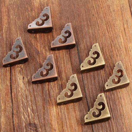 4Pcs 31mm Antique Corner Bracket for Furniture Decor Jewelry Box Decorative Feet Leg Corner Protector Furniture Fittings