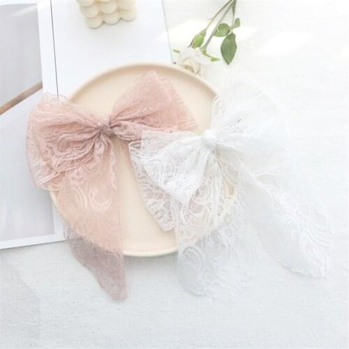 8pcs/lot Vintage Large Lace Flower Bow Hair Clip Barrette For Girls Bow Hairpin Ribbon Wedding Korean Hairgrips Hair Accessories