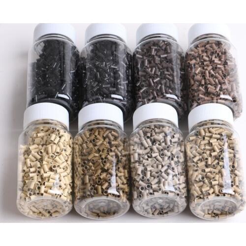 8000 Pieces 8 Colors 3.0x2.6x6.0mm Copper Bell Euro Micro Tubes Micro Beads Rings for I tip Hair Extensions
