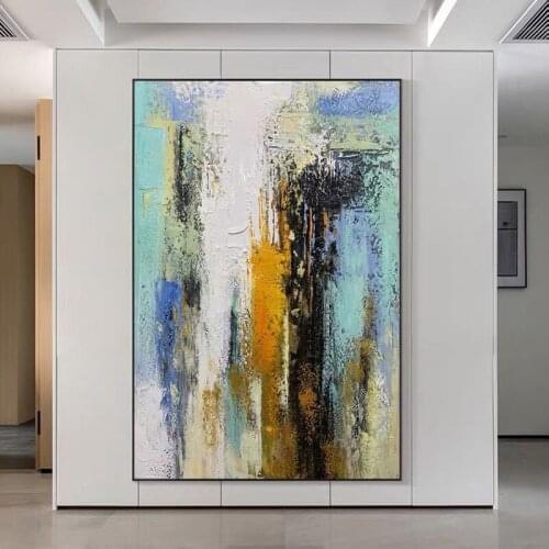Handmade Abstract Oil Painting Wall Art Colorful Style Picture Minimalist Modern On Canvas Decorative For Living Room No Frame