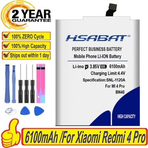 HSABAT 5900mAh BN40 for Xiaomi Redmi 4 Pro Battery Redmi 4 Prime 3G RAM 32G ROM Edition Battery