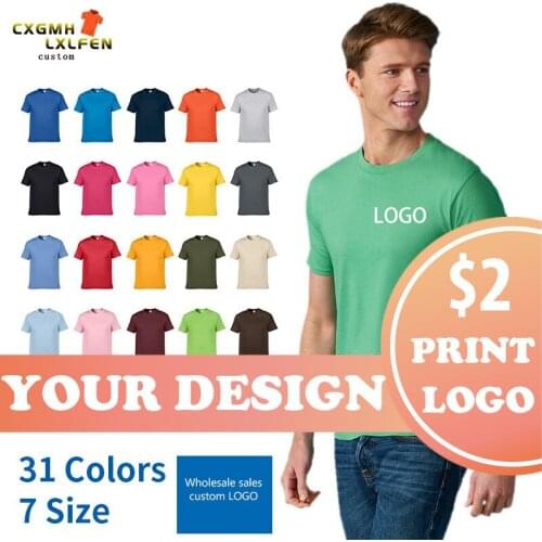 NO LOGO Price 2USD Cotton Short Sleeve Solid Color O-neck T-shirt Tops Tee Customized Print Your Design Printed Unisex Tshirt