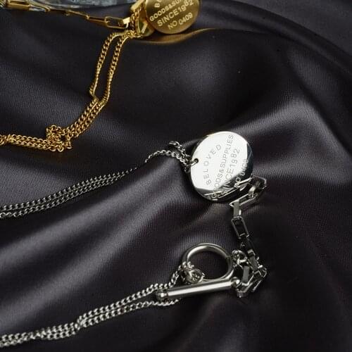 Hip Hop Punk Stainless Steel Chain Toggle Choker OT Buckle Padlock Pendant Necklace For Women Charms Jewelry Drop Shippinh