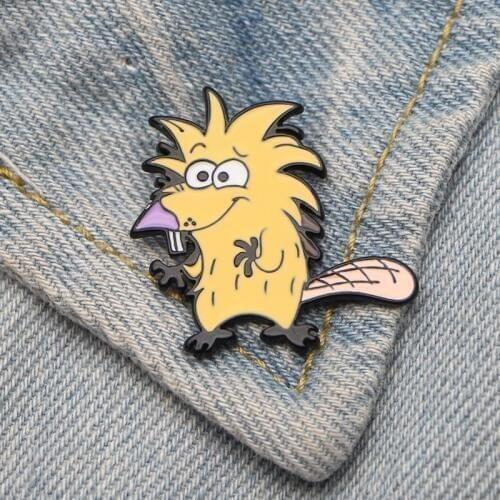 DMLSKY Beaver Pins Animal Art Enamel Pins and Brooches Lapel Pin Backpack Bags Badge Clothing Decoration Gifts M3486