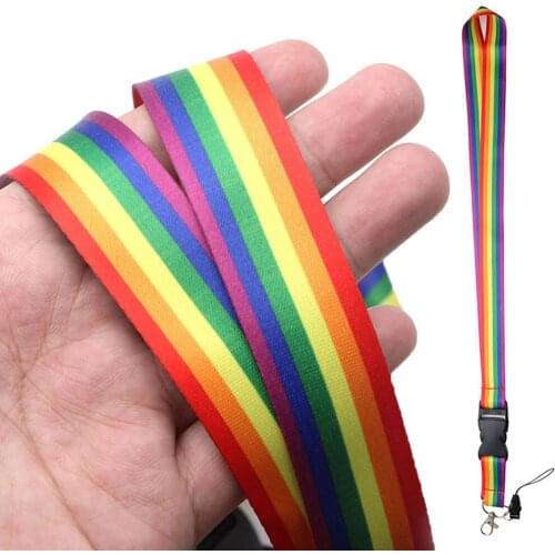 DZ1904 LGBT Rainbow Gay Lanyard For Keychain ID Card Cover Pass Pride Mobile Phone Badge Holder Key Ring Neck Straps Accessories