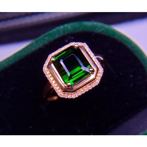 E422 Fine Jewelry 18K Gold Jewelry 100% Natural Green Tourmaline Gemstones 3.1ct Diamonds Males Wedding Fine Mans Rings
