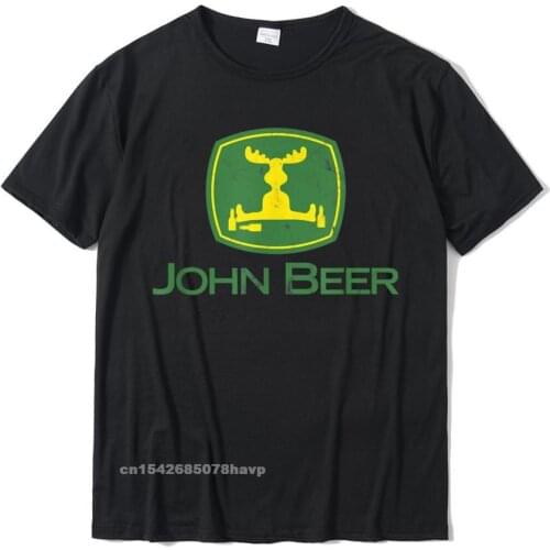 Funny Tractor John Beer Deer Vintage Farmer T-Shirt New Coming Mens Top T-Shirts Normal Tops T Shirt Cotton Hip Hop