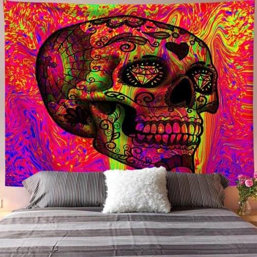 Skull diamond tapestry rose flower tapisserie murale tissus vikingos decoracion bohemian carpet