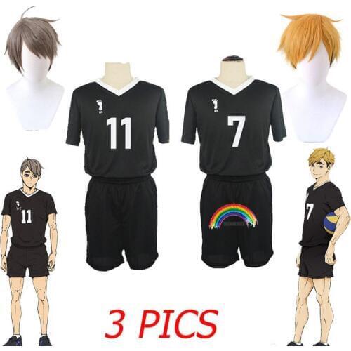 Haikyuu To the Top No.7 Miya Atsumu No.11 Osamu Miya Volleyball Uniform Cosplay Inarizaki High Jersey Volleyball Team Top+Shorts